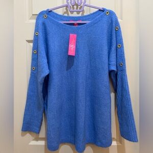 NWT Lilly Pulitzer Arna Sweater Heathered Abaco Blue– Beautiful Size Large